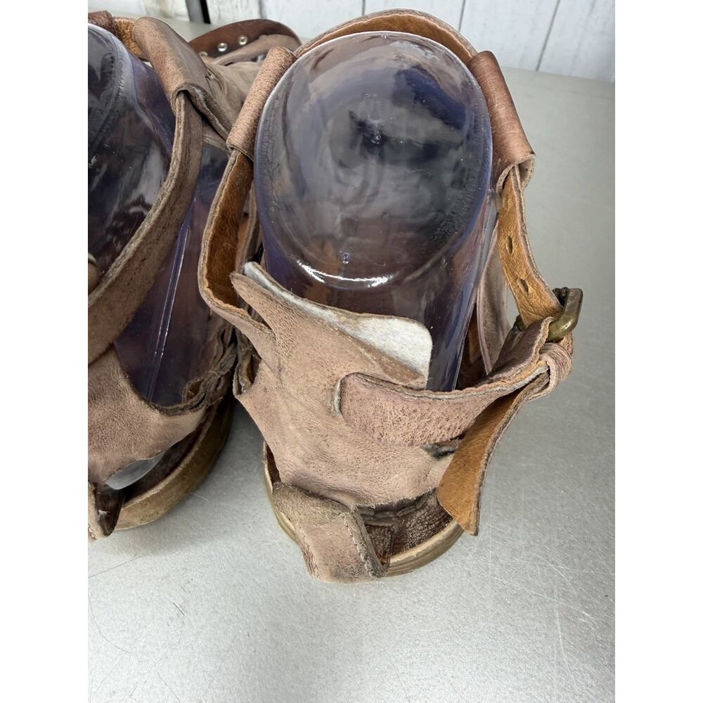 AS98 Ralston Gladiator Distressed Light Brown Strappy Leather Sandals Size 38 - Picture 6 of 7